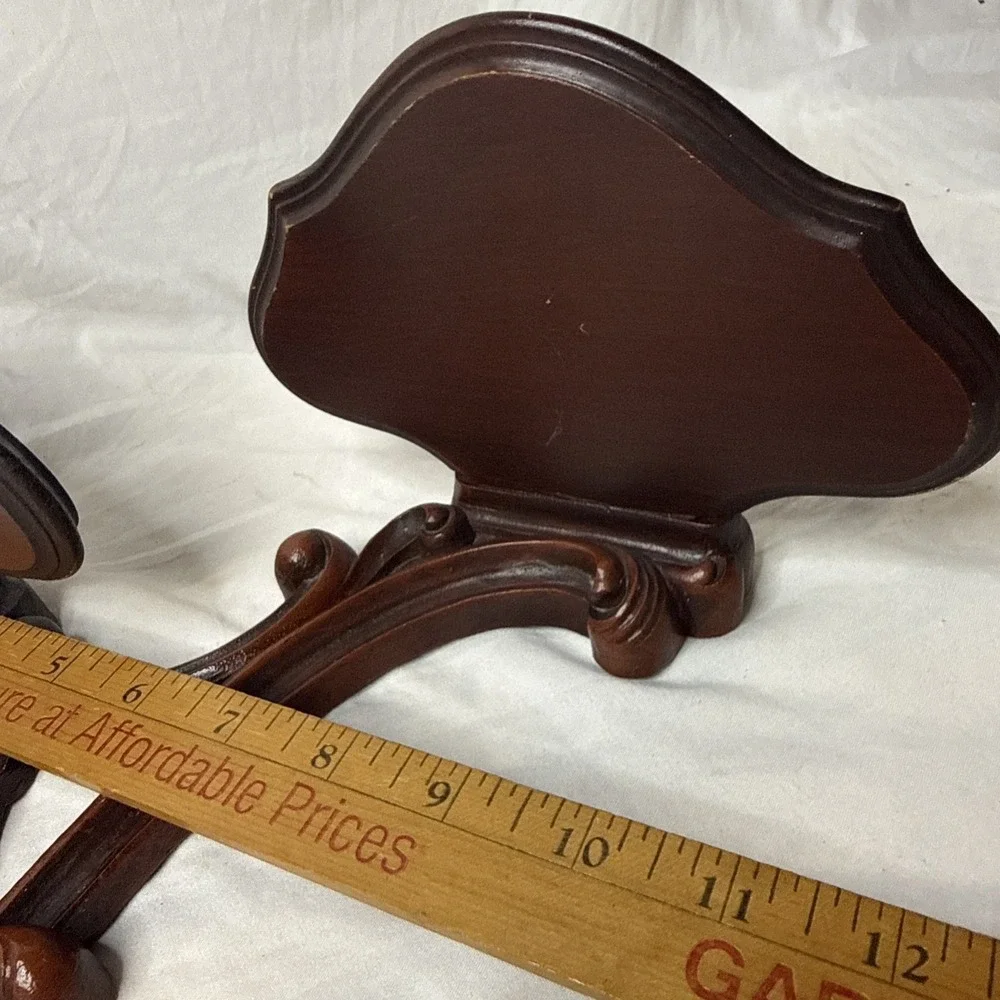 Syroco Wood Label Wall Scroll Sconce Double Tier Shelf Rocco Baroque Display MCM